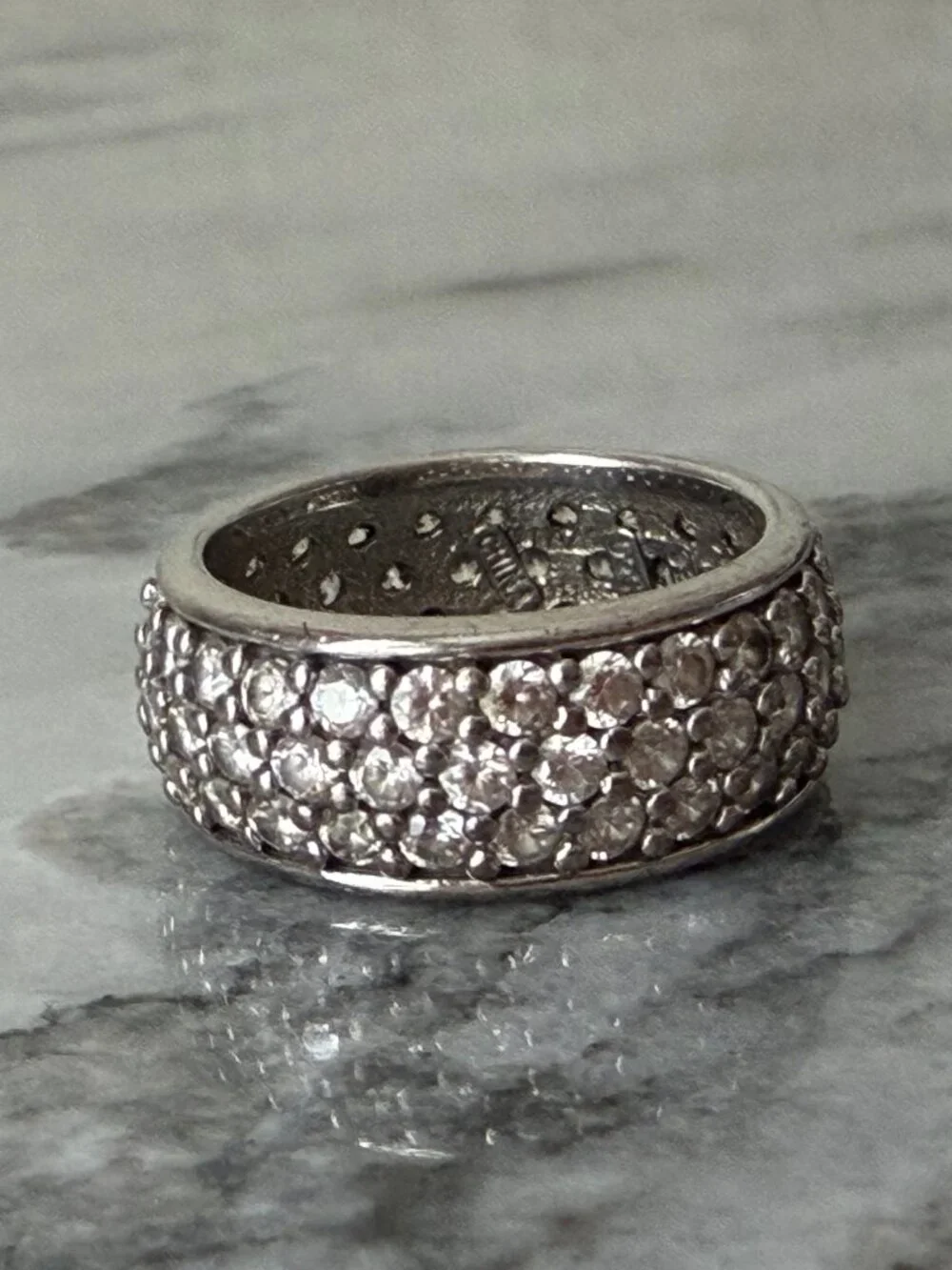 Vintage Diamonique Sterling Silver 925 Pave CZ Eternity Band - Size 5